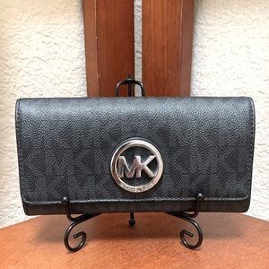 Michael Kors Black Wallet with Silver Logo